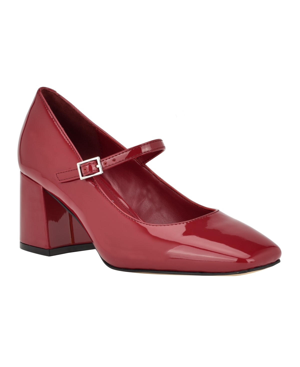 Shop Calvin Klein Women's Jatlee Mary Jane Square Toe Block Heel Dress Pumps In Dark Red Patent