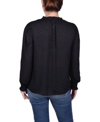 Women's Long Sleeve Smocked Cuff Blouse