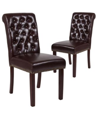2 Pk Upholstered Rolled Back Parson'S Chair With Nailhead Trim & Finished Frame With Plastic Floor Glides