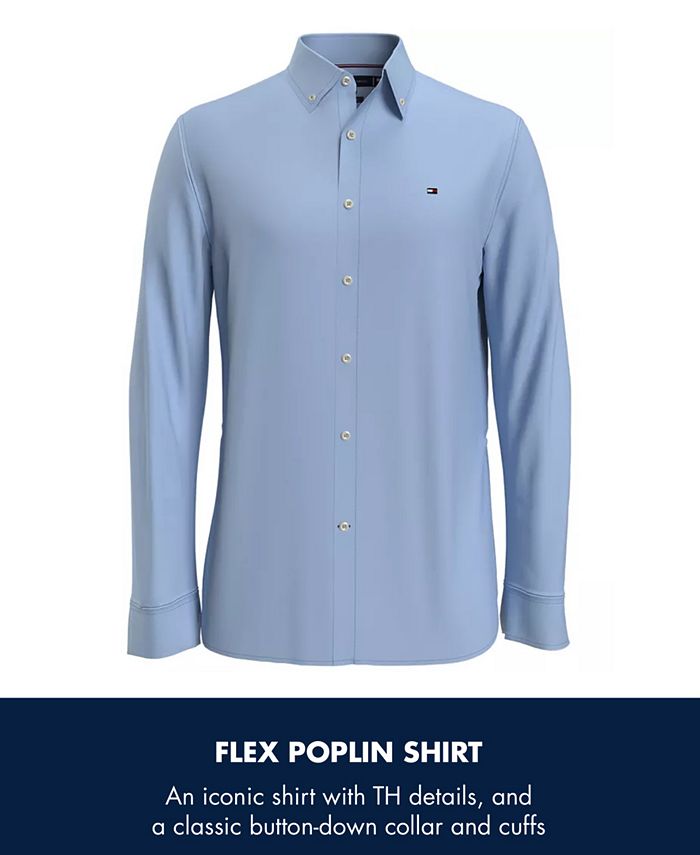 Macy\'s Poplin Long Sleeve Hilfiger Button-Down Shirt Tommy - Men\'s