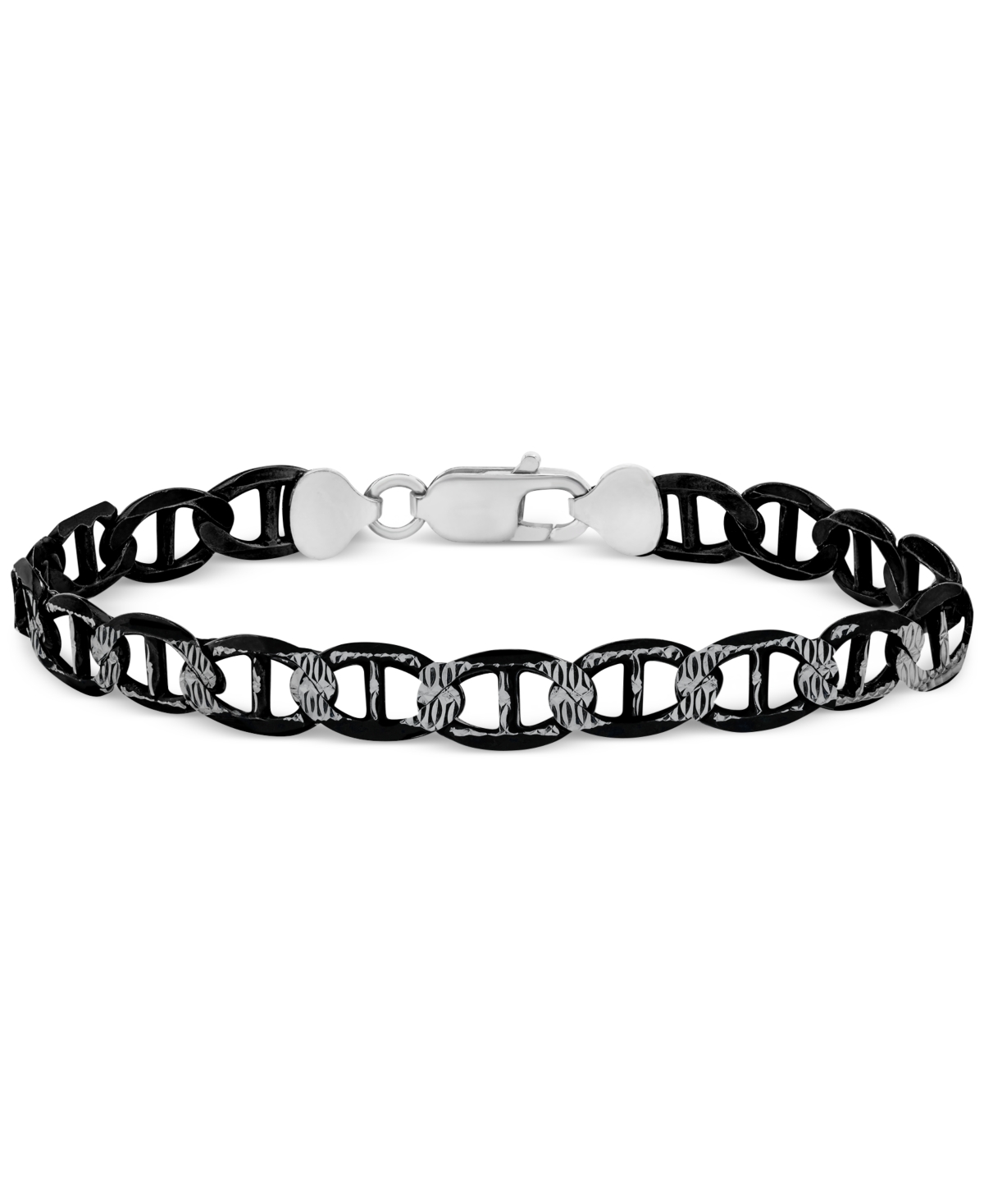 Men's Mariner Link Chain Bracelet in Sterling& Black Rhodium-Plate - Silver
