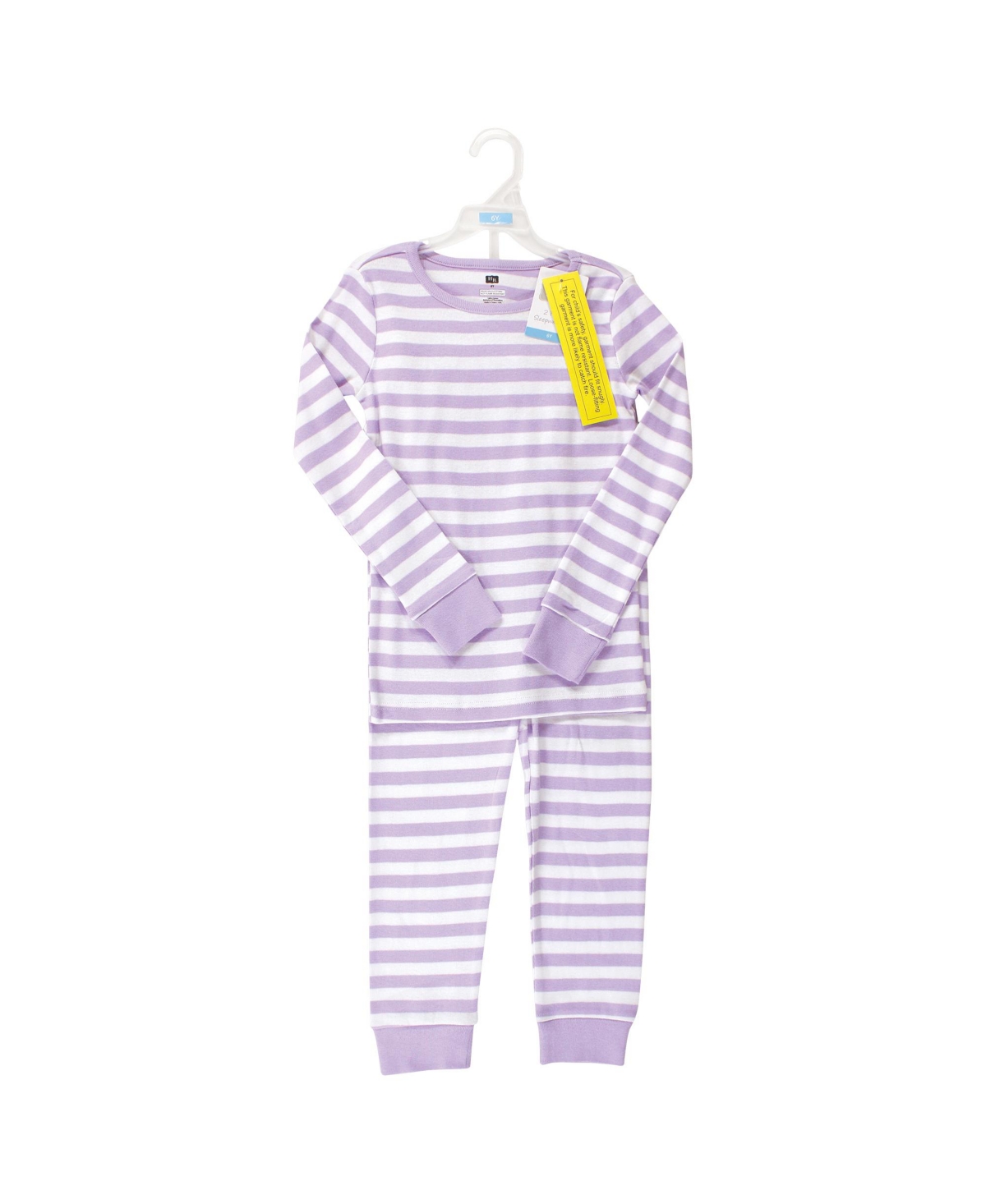 Hudson Baby Big Girls Cotton Pajama Set, Lilac Stripe