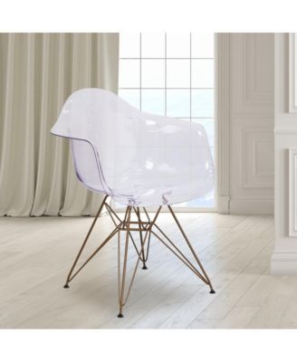 2 Pack Transparent Side Chair With Solid Base