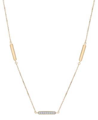 Wrapped - Diamond & Polished Bar 20" Collar Necklace (1/10 ct. t.w.) in 14k Gold