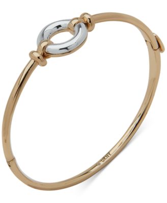 DKNY - Two-Tone Circle Link Charm Thin Bangle Bracelet