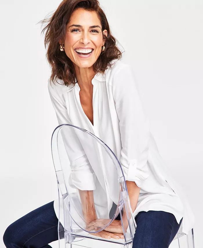 Women's Roll-Tab Button-Down Tunic - thumbnail 4