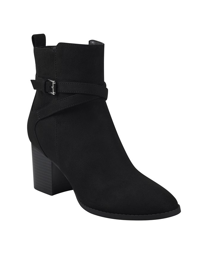 Bandolino Women's Dissy Almond Toe Stacked Block Heel Booties - Macy's