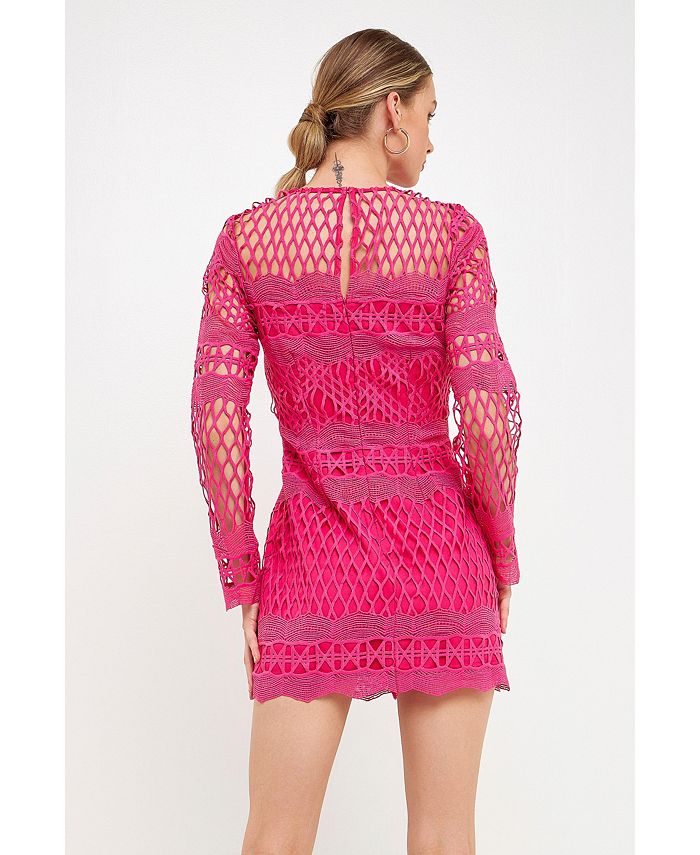endless rose Women's Long Sleeve Crochet Mini Dress Macy's