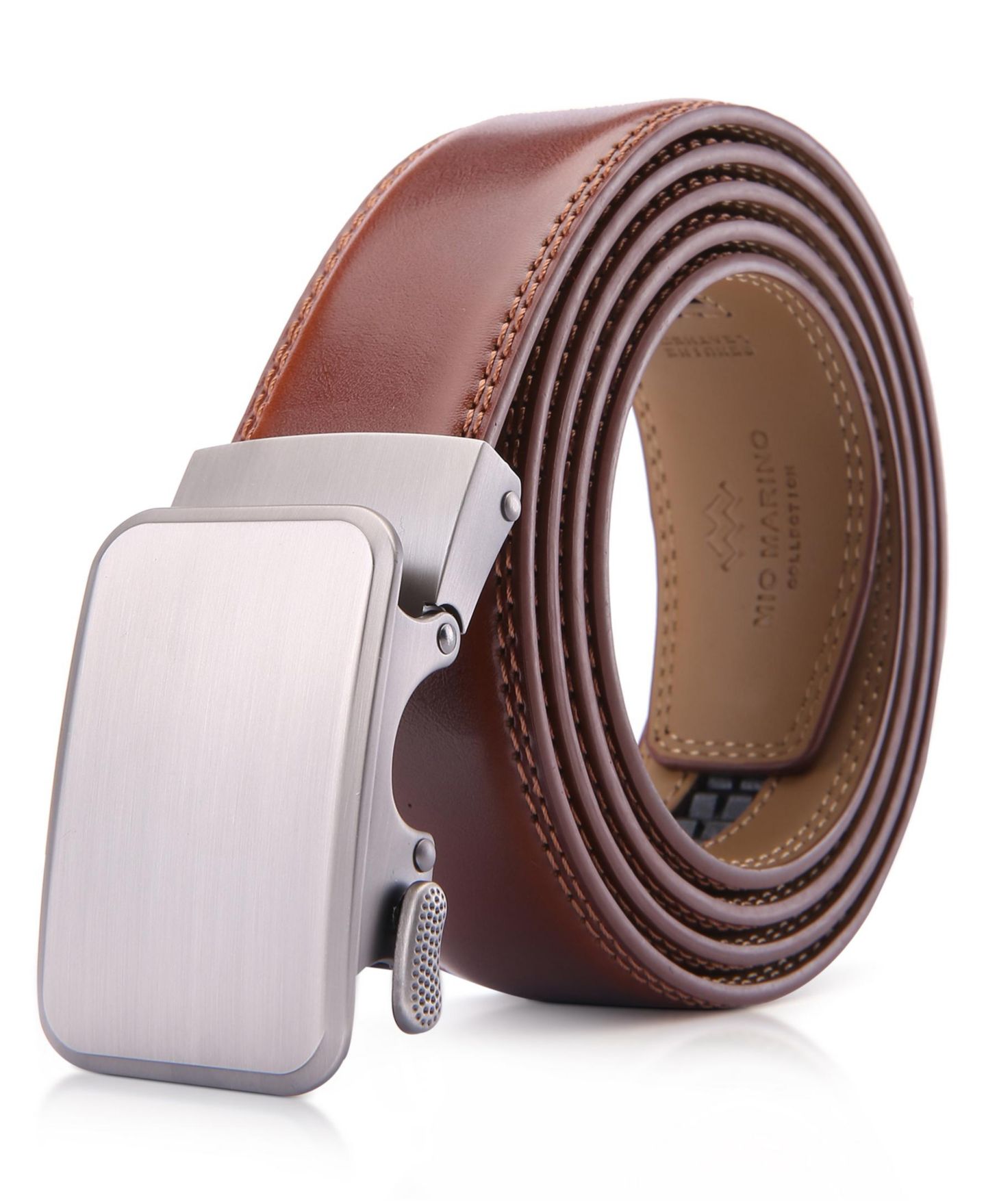 Мужской ремень Mio Marino Dimensional Ratchet Belt, цвет: Тёмный коричневый — фото 1
