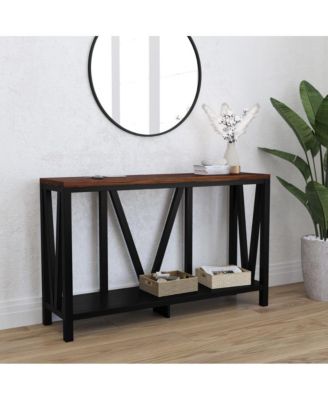 Erikson Modern Farmhouse Engineered Wood Sofa Table With Wood Bracing And Lower Shelf
