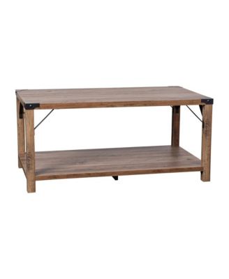 Green River Modern Farmhouse Engineered Wood Coffee Table And Powder Coated Steel Accents