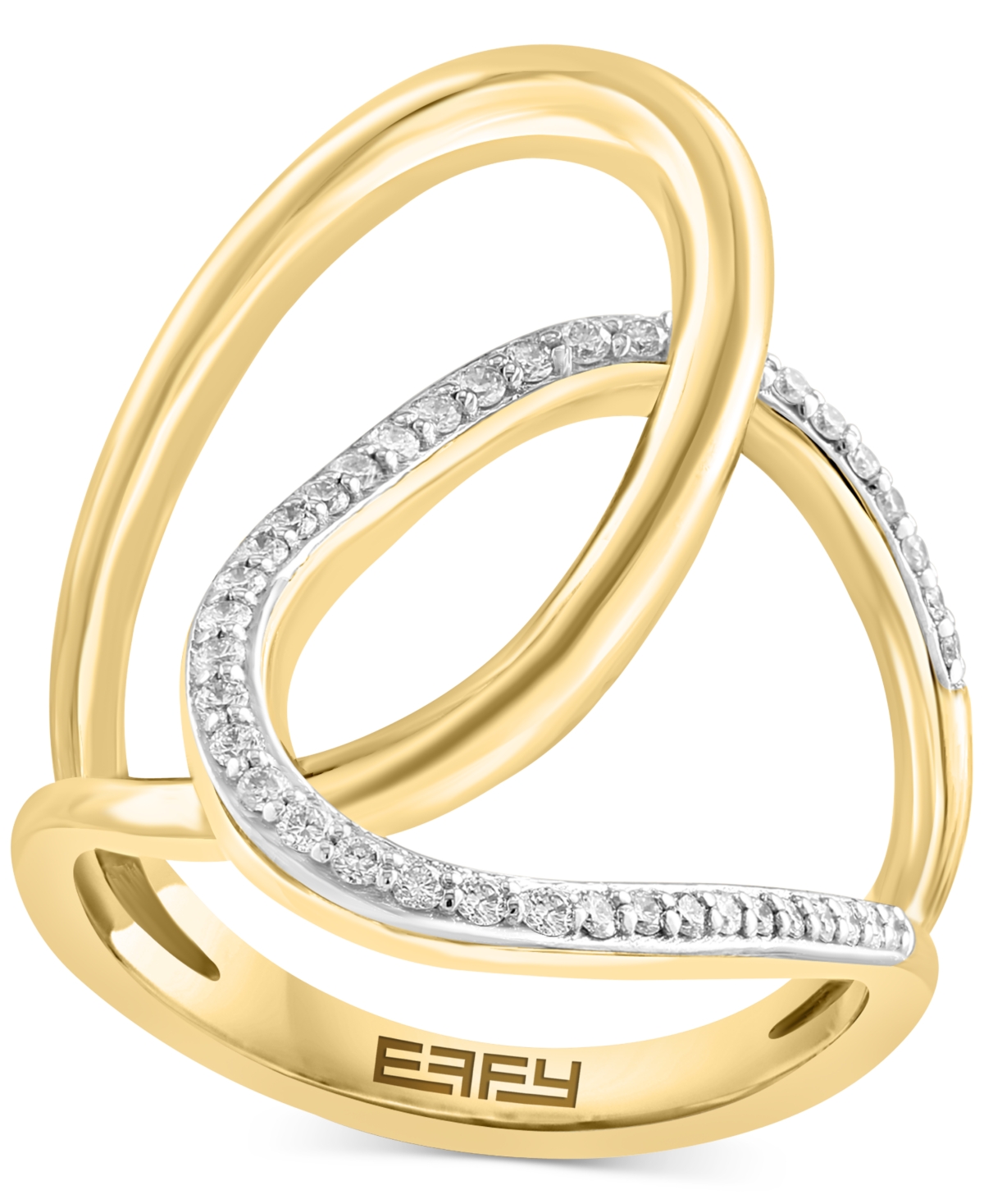 Effy Diamond Interlocking Loop Abstract Statement Ring (1/4 ct. t.w.) in Yellow Gold (Also available in 14k Rose Gold) - 14K Gold