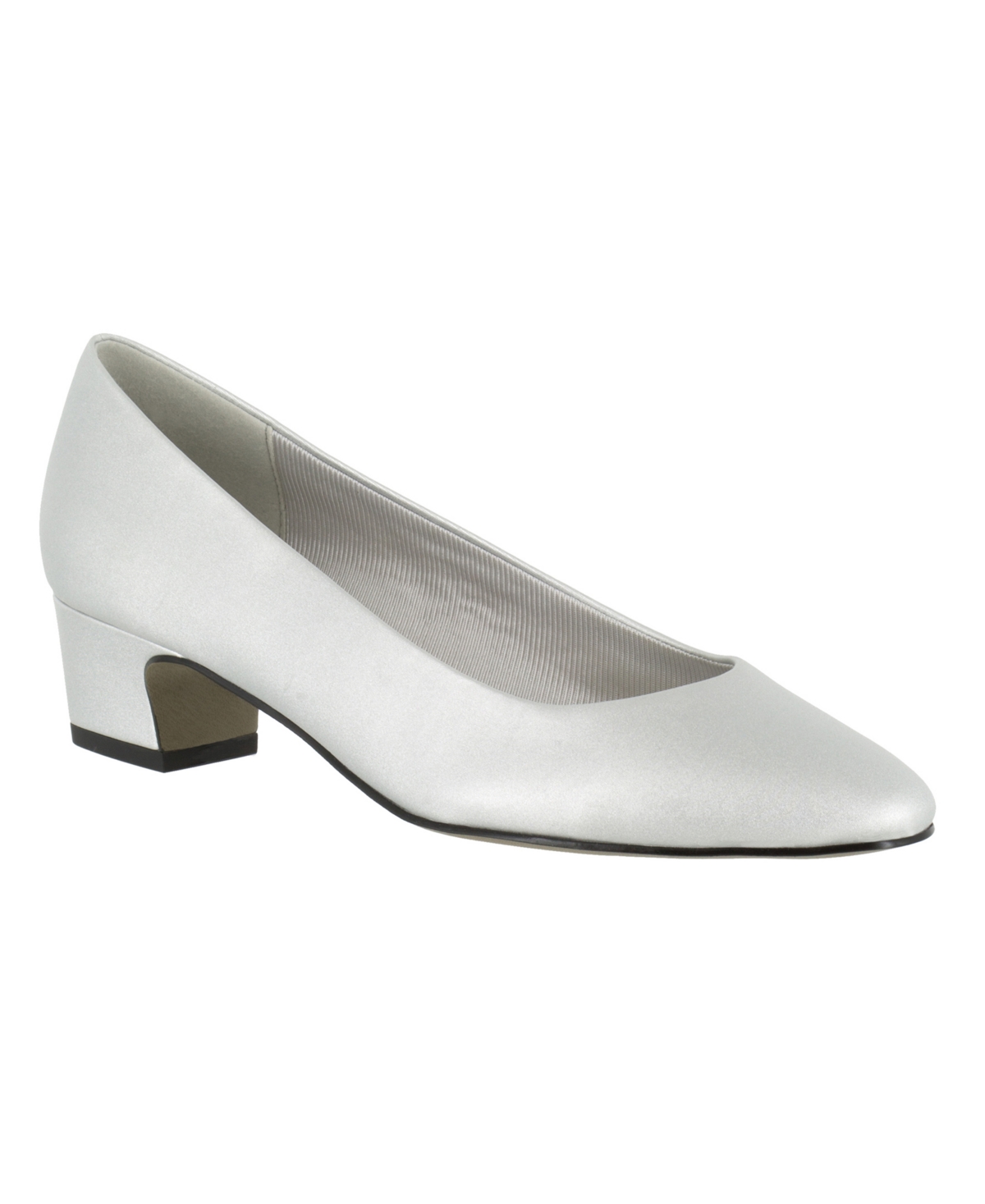 Easy Street Prim Womens Faux Leather Slip On Pumps In Silver Satin