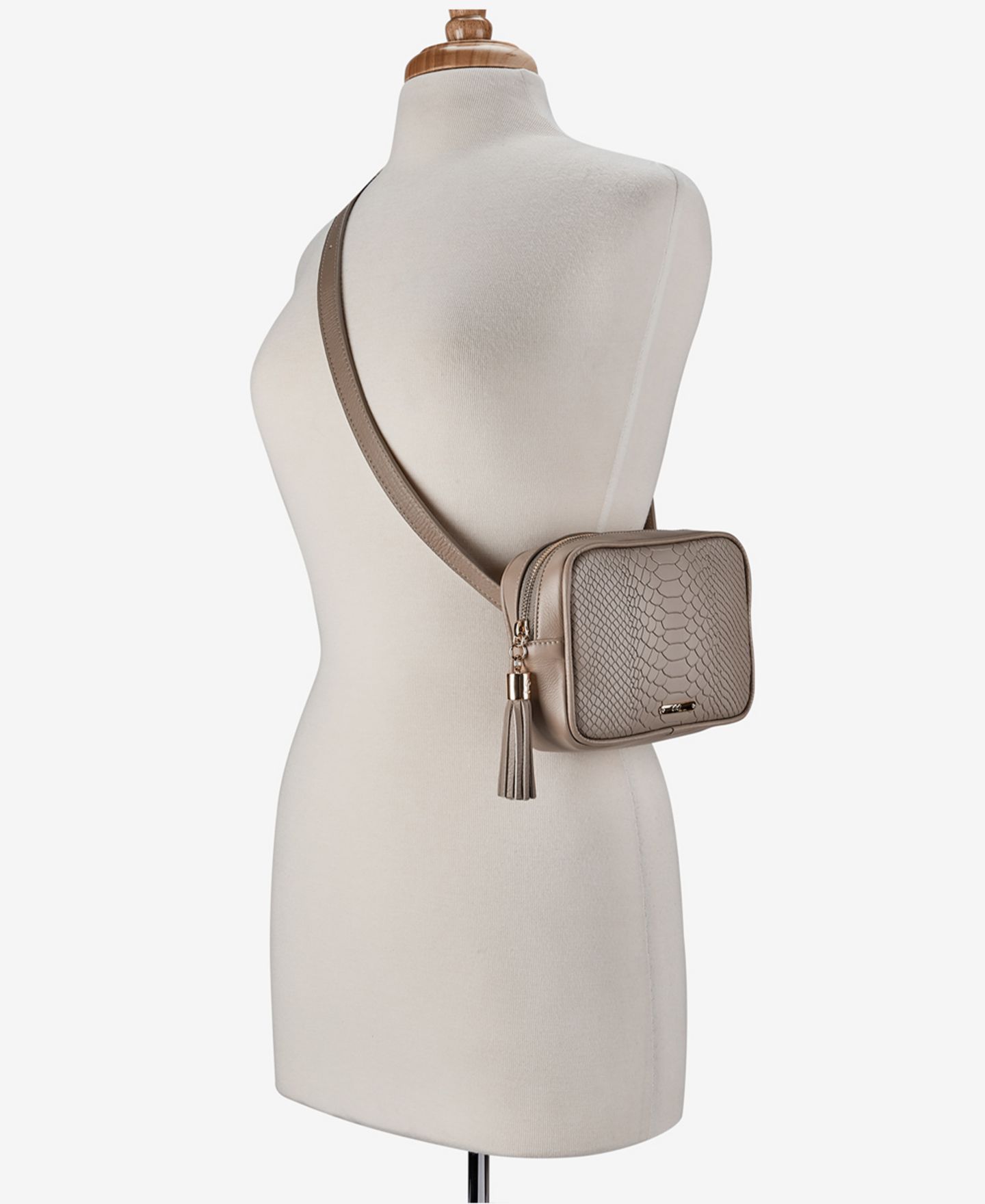 Женская сумка GiGi New York Kylie Leather Belt, цвет: Серо-бежевый — фото 3