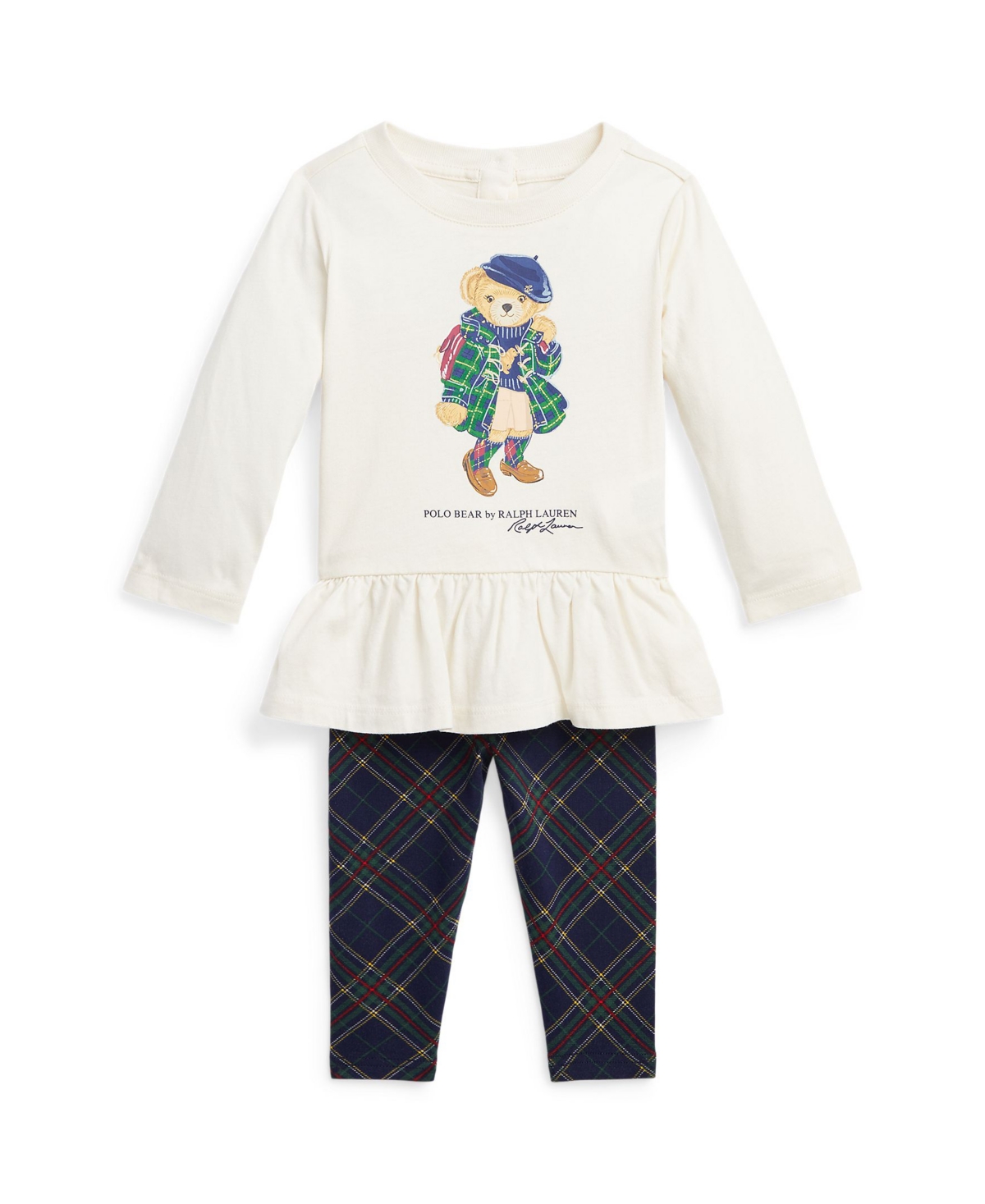 Polo Ralph Lauren Baby Girls Polo Bear Jersey Top And Leggings Set In Clubhouse Cream