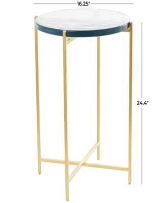 24" Metal with Textured Glass Tabletop X-Shaped Accent Table