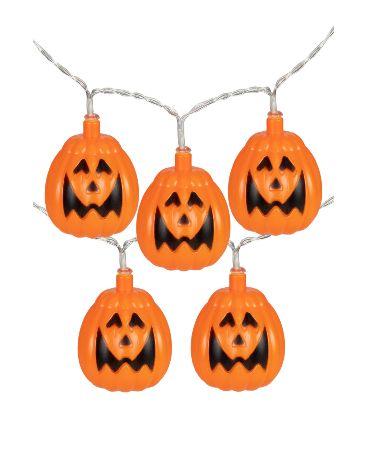 Northlight 10-count Led Jack-o-lantern Halloween Light Set, 3' Warm White Lights Clear Wire In Orange