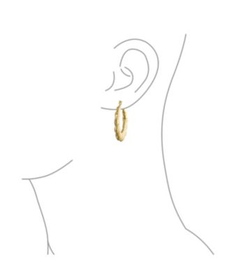 Light Weight Hollow Big Bamboo Hoop Earrings Gold Plated Brass Diameter 2 Inch