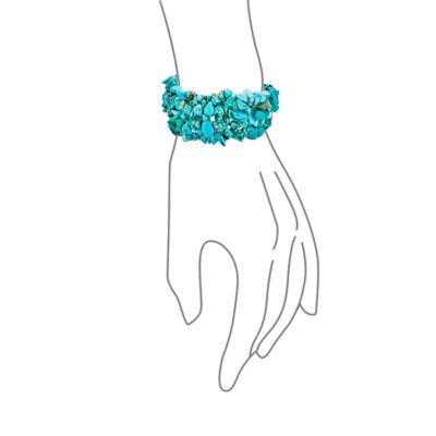 Large Natural Stones Cluster Multi Strand Collar Necklace & Stretch Bracelet Set