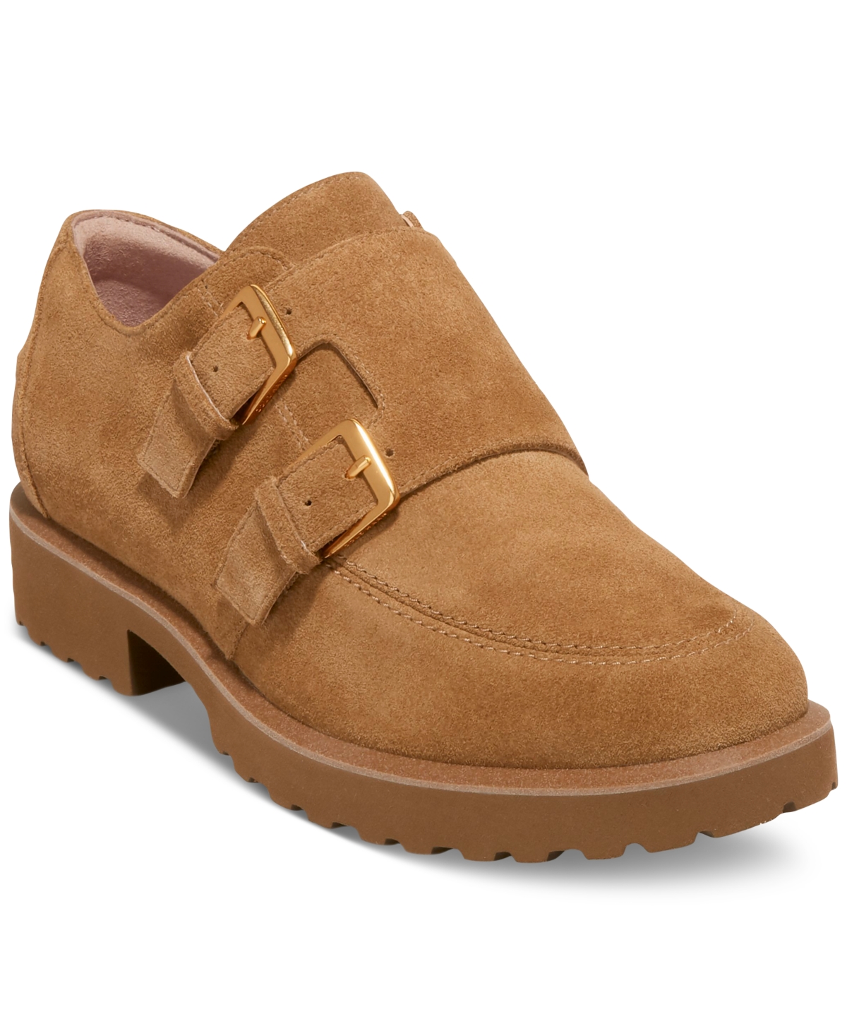 Shop Cole Haan Women's Greenwich Double Monk-strap Loafers In Golden Toffee Suede