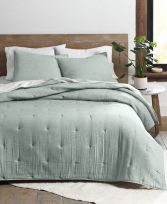 Oake Airy Gauze Coverlets Created For Macys Bedding In Green