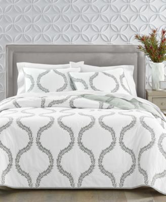 Shop Charter Club Grayson Embroidery Cotton Quilt Created For Macys In Grey Combo