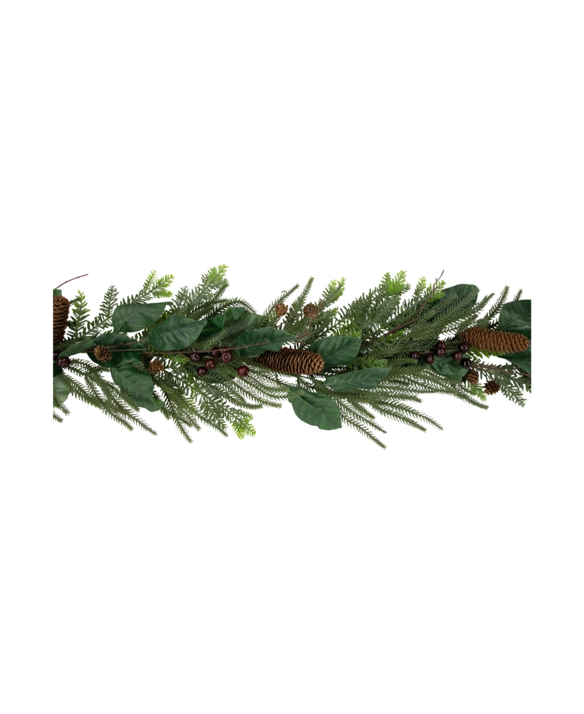 Mixed Foliage with Pine Cones and Berries Christmas Garland Unlit