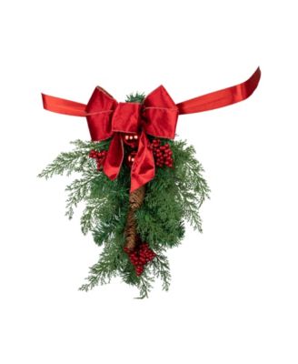 Set of 2 Mixed Cedar and Pine Christmas Chair Back Swags