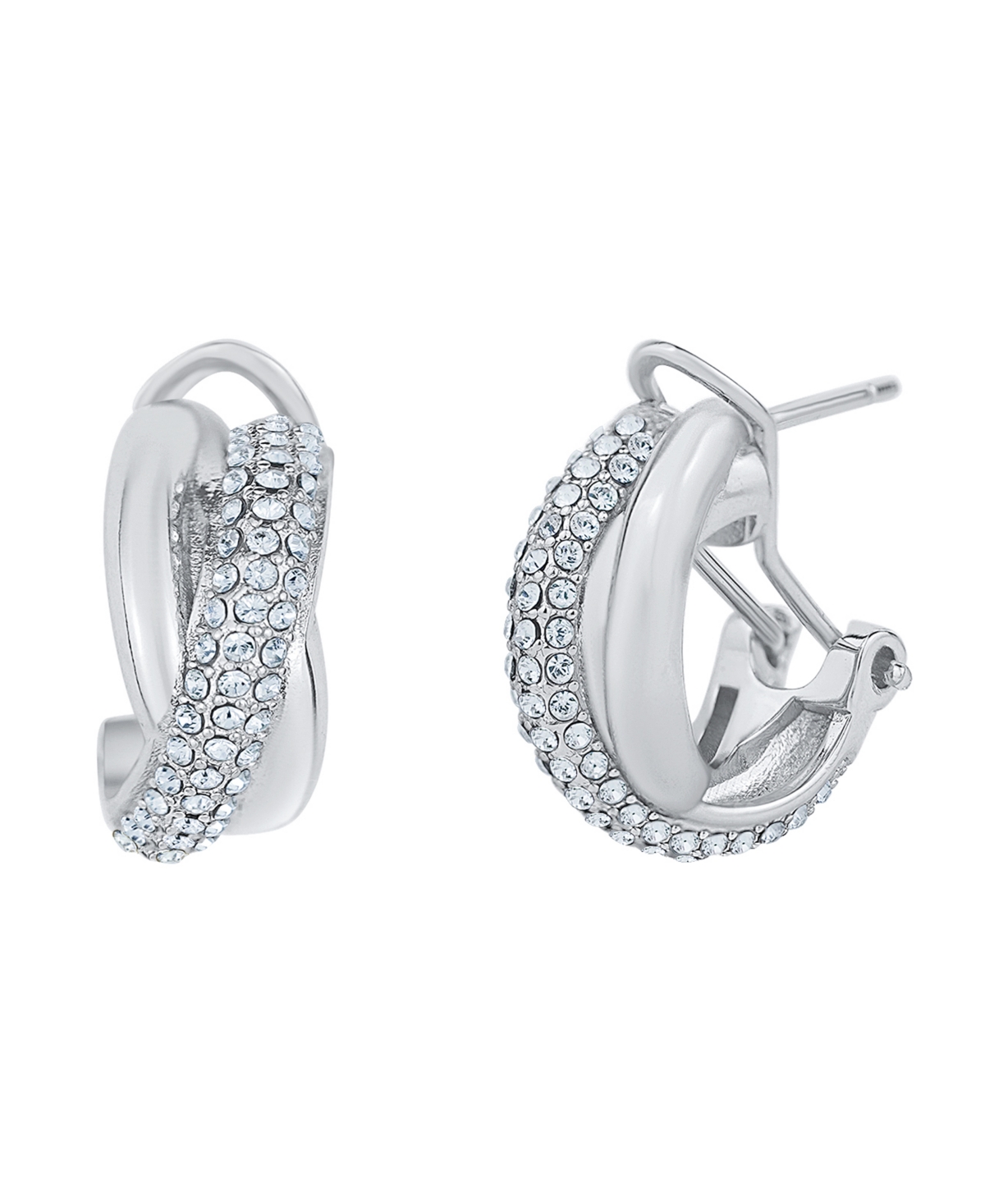 And Now This Clear Crystal Omega Hoop Earring In Silver Plated