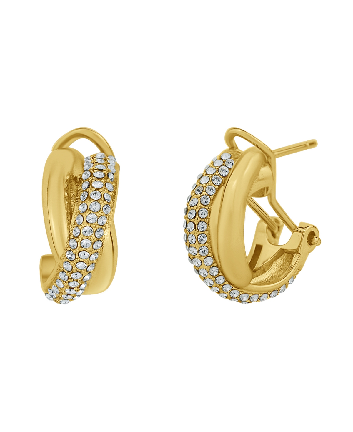 And Now This Clear Crystal Omega Hoop Earring In Gold Plated