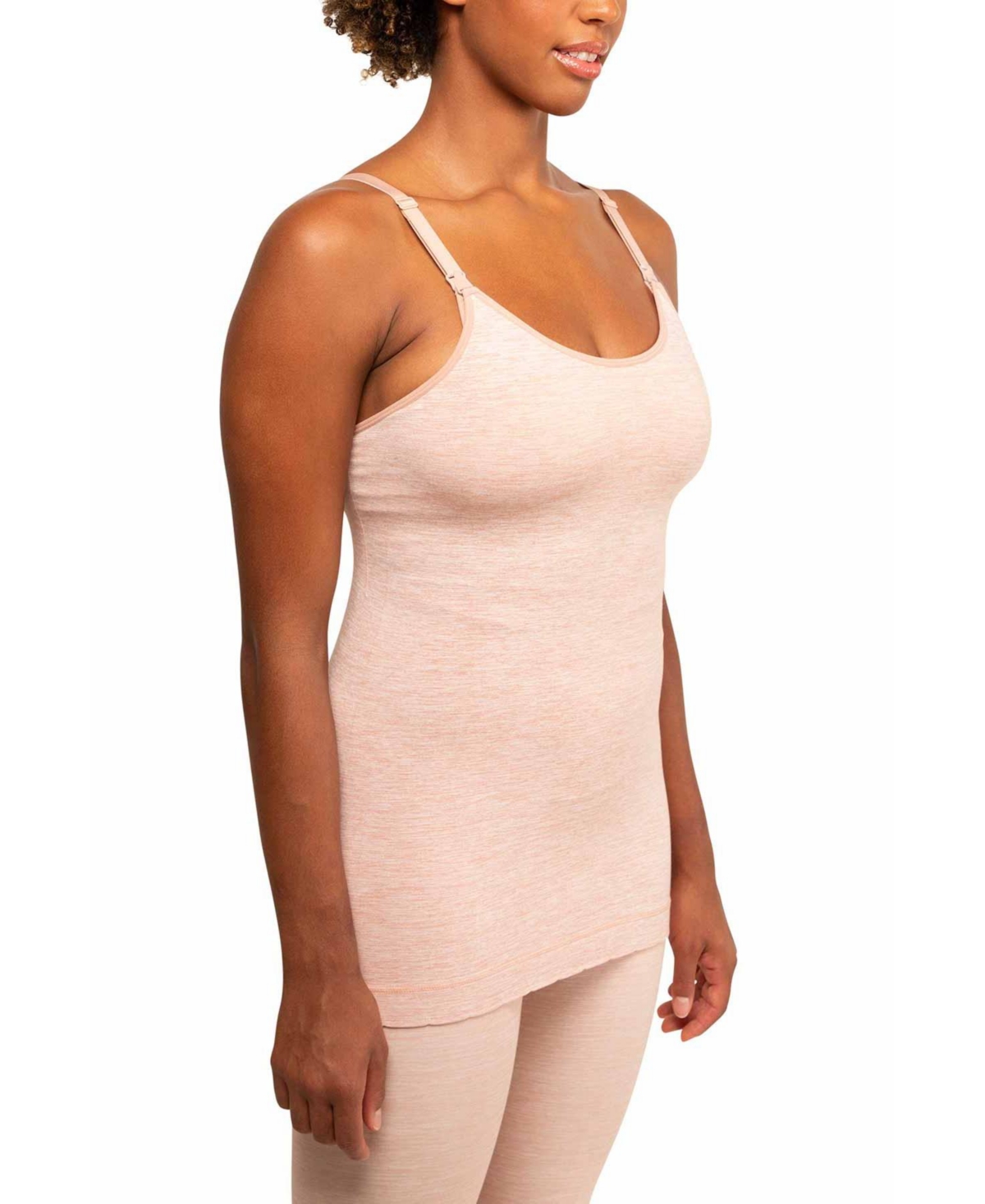 Maternity Isabella Seamless Yoga Nursing Tank - Peach melange