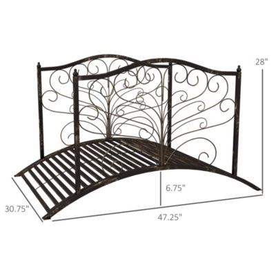4  Arched Outdoor Metal Decorative Fish Pond Garden Backyard Bridge