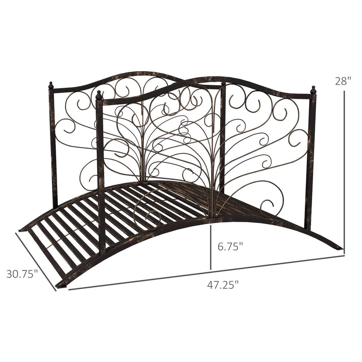 Outsunny 4 Arched Outdoor Metal Decorative Fish Pond Garden Backyard Bridge