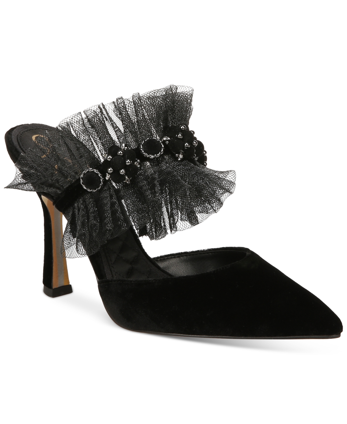 Shop Sam Edelman Women's Hughes Slip-on Tulle Pumps In Black Velvet