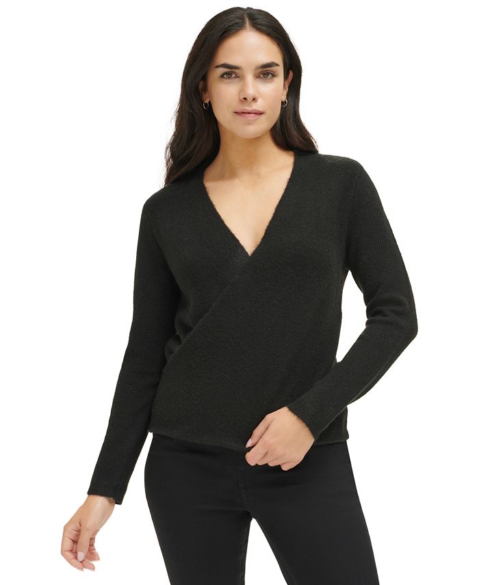 Calvin Klein Women's Crossover-Front V-Neck Sweater - Macy's