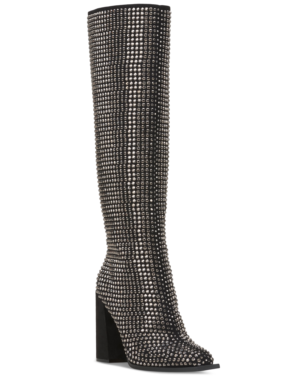 Women's Lovelly Embellished Dress Boots - Black Faux Suede