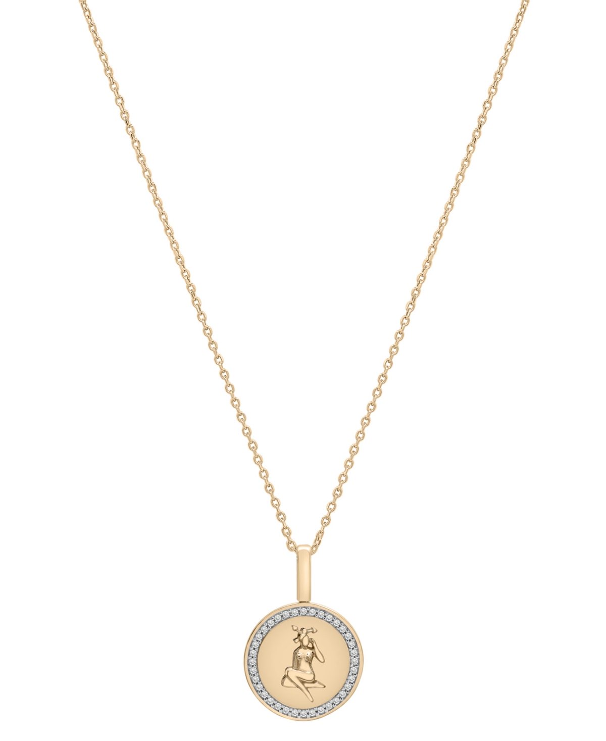 Diamond Sagittarius Disc 18" Pendant Necklace (1/10 ct. t.w.) in Gold Vermeil, Created for Macy's - Gold Vermeil