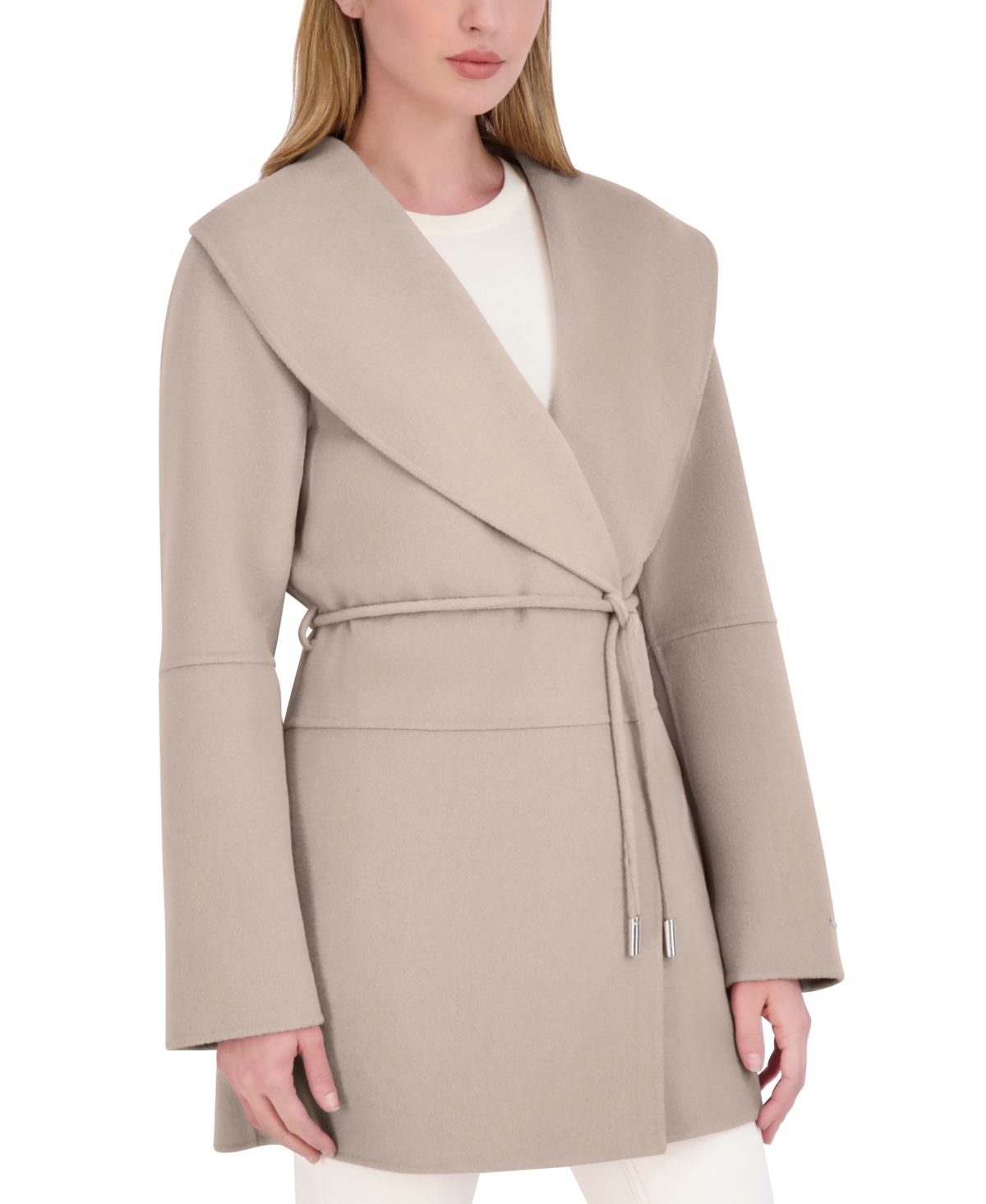 Tahari double wing collar wrap coat deals