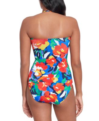 Shop Lauren Ralph Lauren Womens Floral Print Twist Bandini Hipster Bikini Bottoms In Bold Abstract