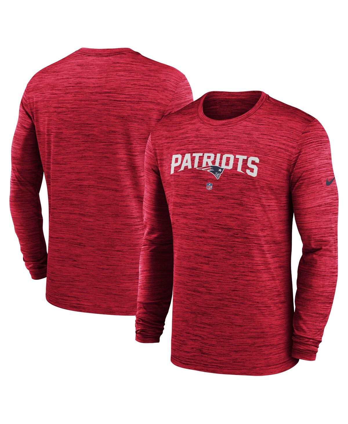 Nike Men's  Red New England Patriots Sideline Team Velocity Performance Long Sleeve T-shirt