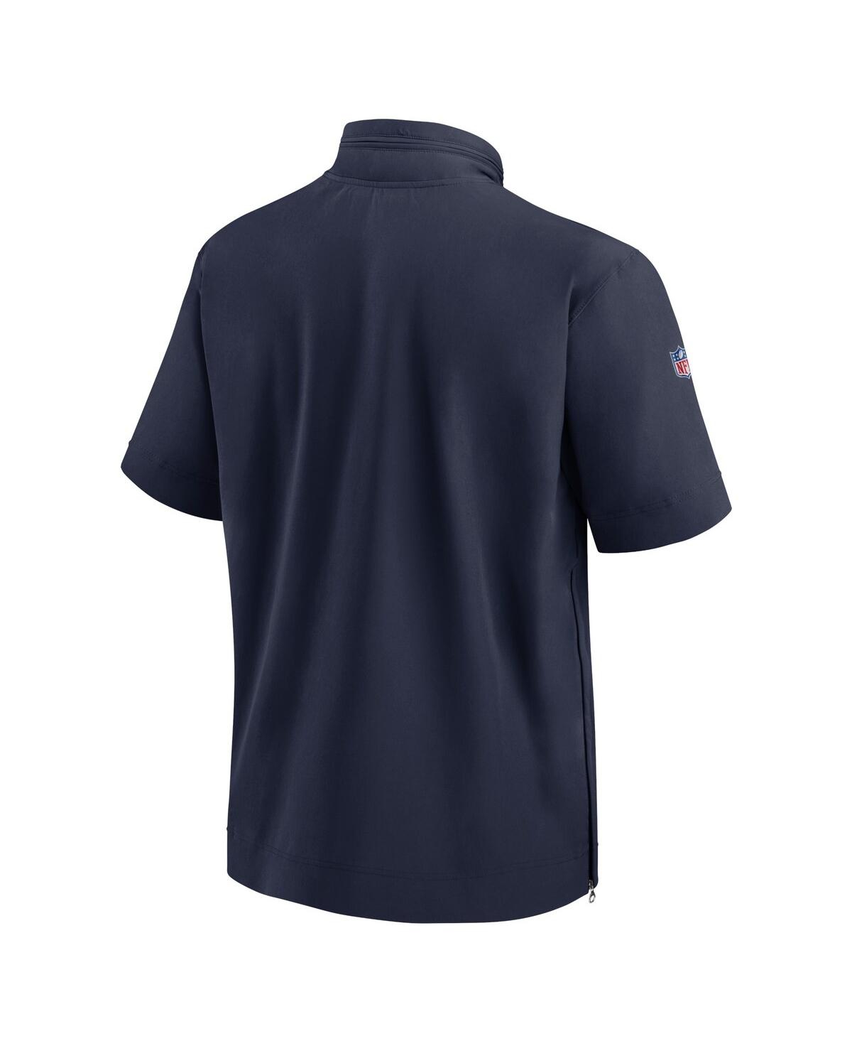 Men's NikeDenver Broncos Sideline Coach Short Sleeve Hoodie Quarter-Zip Jacket - Navy