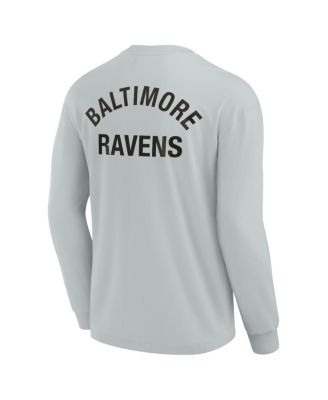 Men's and Women's Gray Baltimore Ravens Super Soft Long Sleeve T-shirt