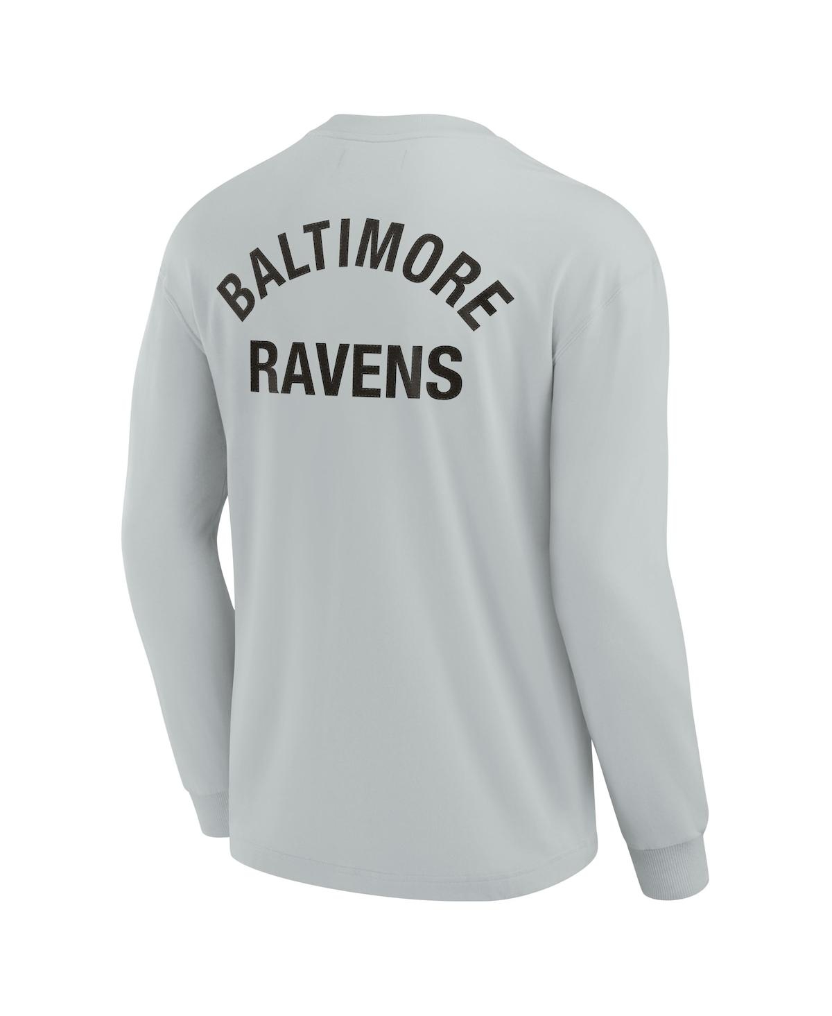 Shop Fanatics Signature Men's And Women's  Gray Baltimore Ravens Super Soft Long Sleeve T-shirt