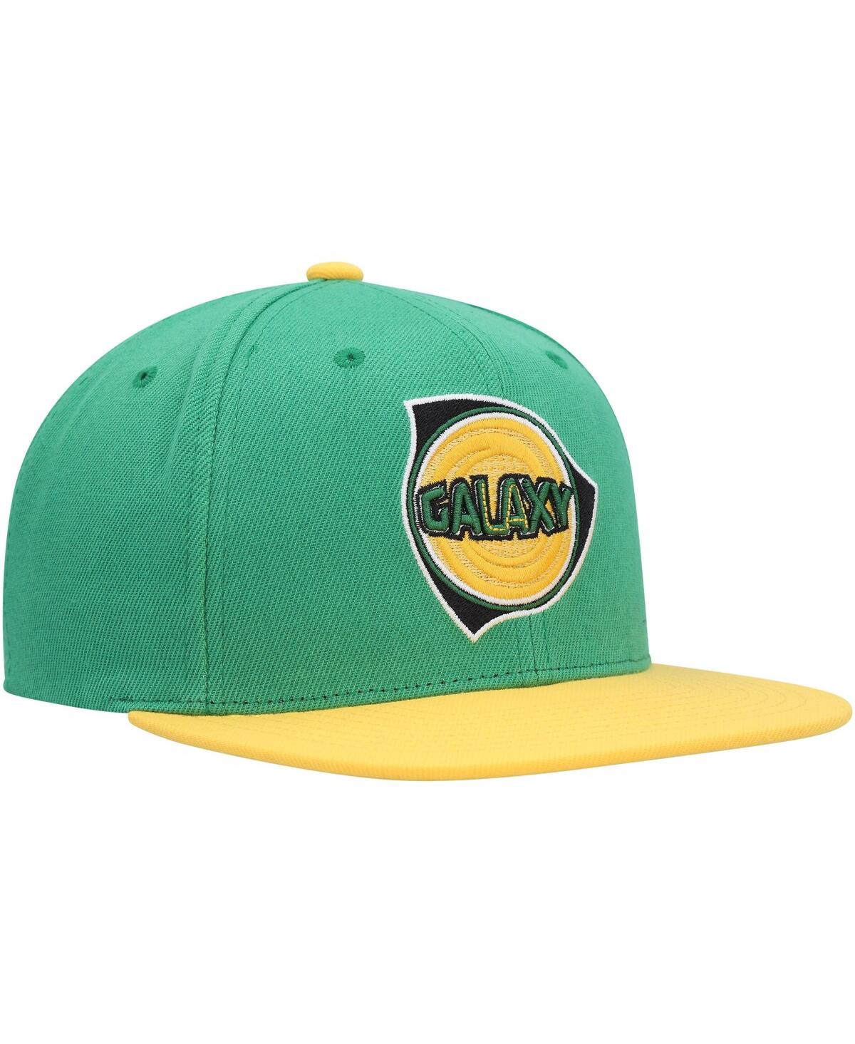 Shop Mitchell & Ness Men's  Green La Galaxy Throwback Logo Snapback Hat