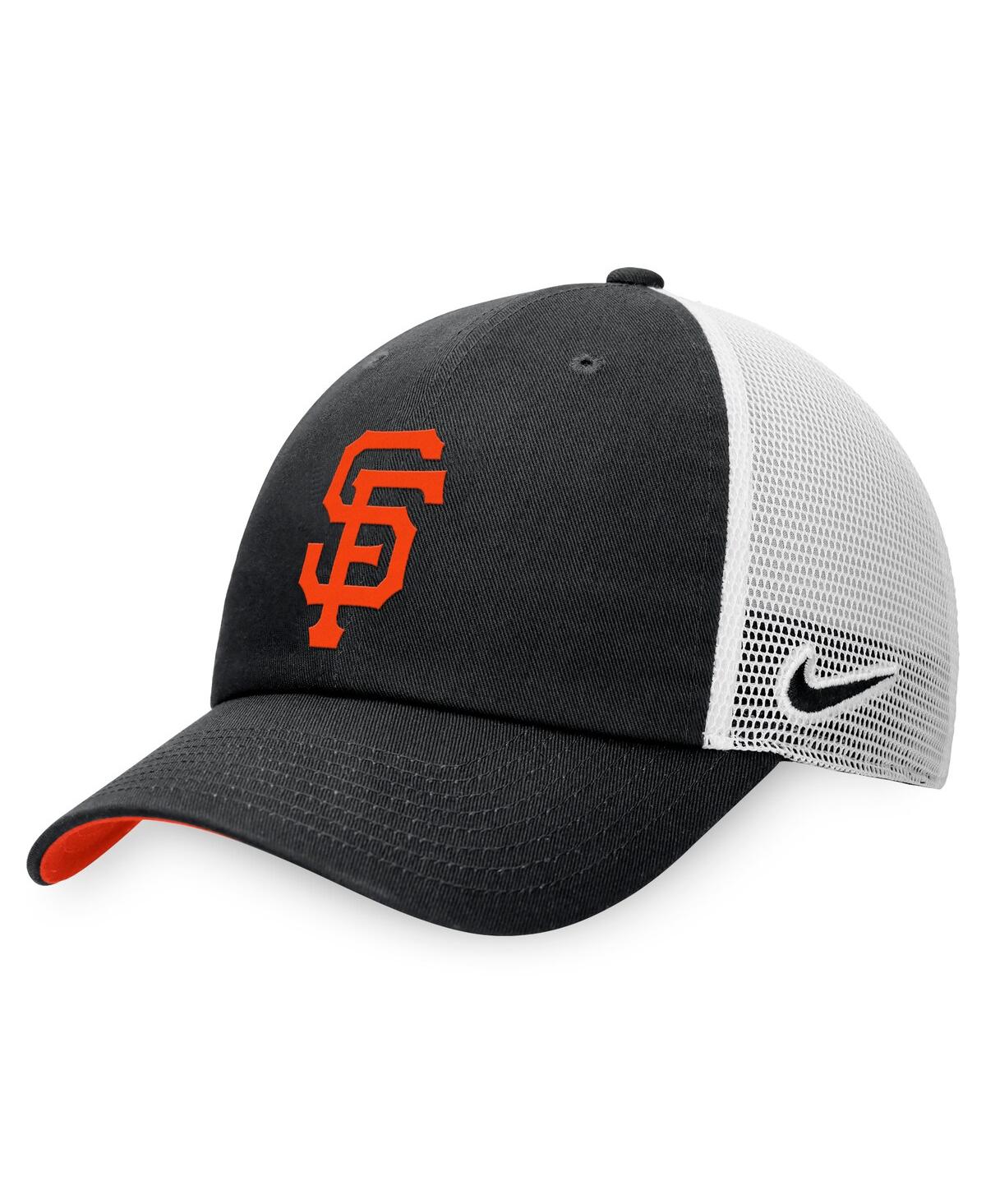 Shop Nike Men's  Black, White San Francisco Giants Heritage86 Adjustable Trucker Hat In Black,white