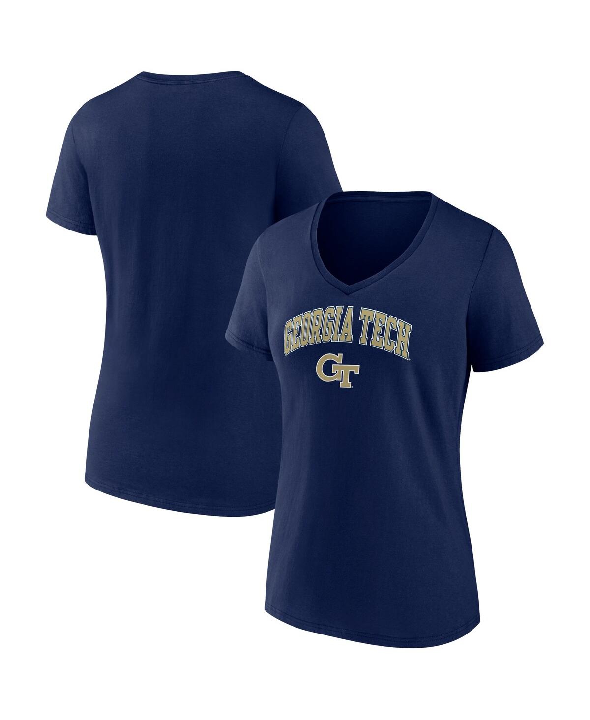 Fanatics Women's  Navy Georgia Tech Yellow Jackets Evergreen Campus V-neck T-shirt