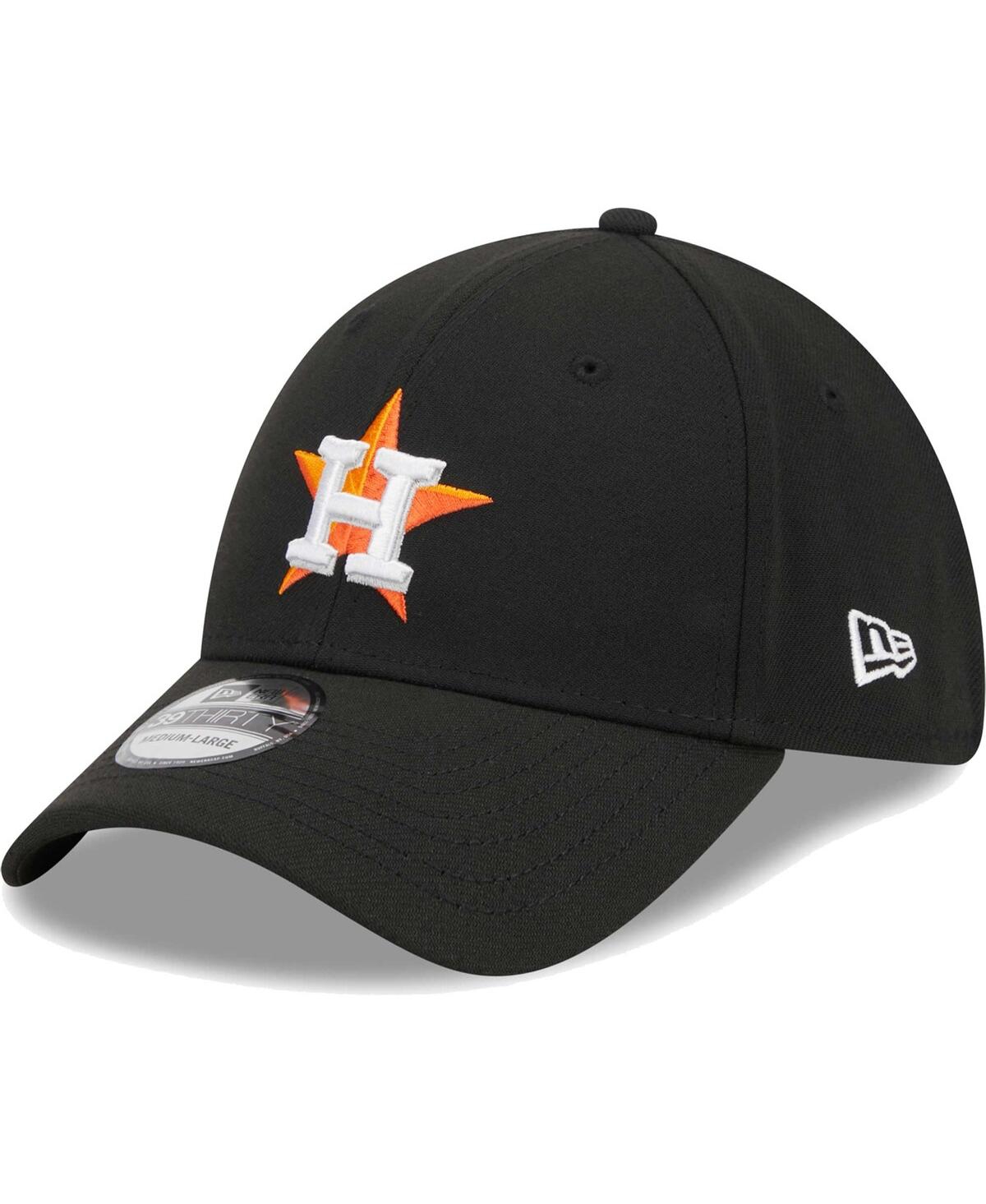 New Era Men's  Black Houston Astros Logo 39thirty Flex Hat