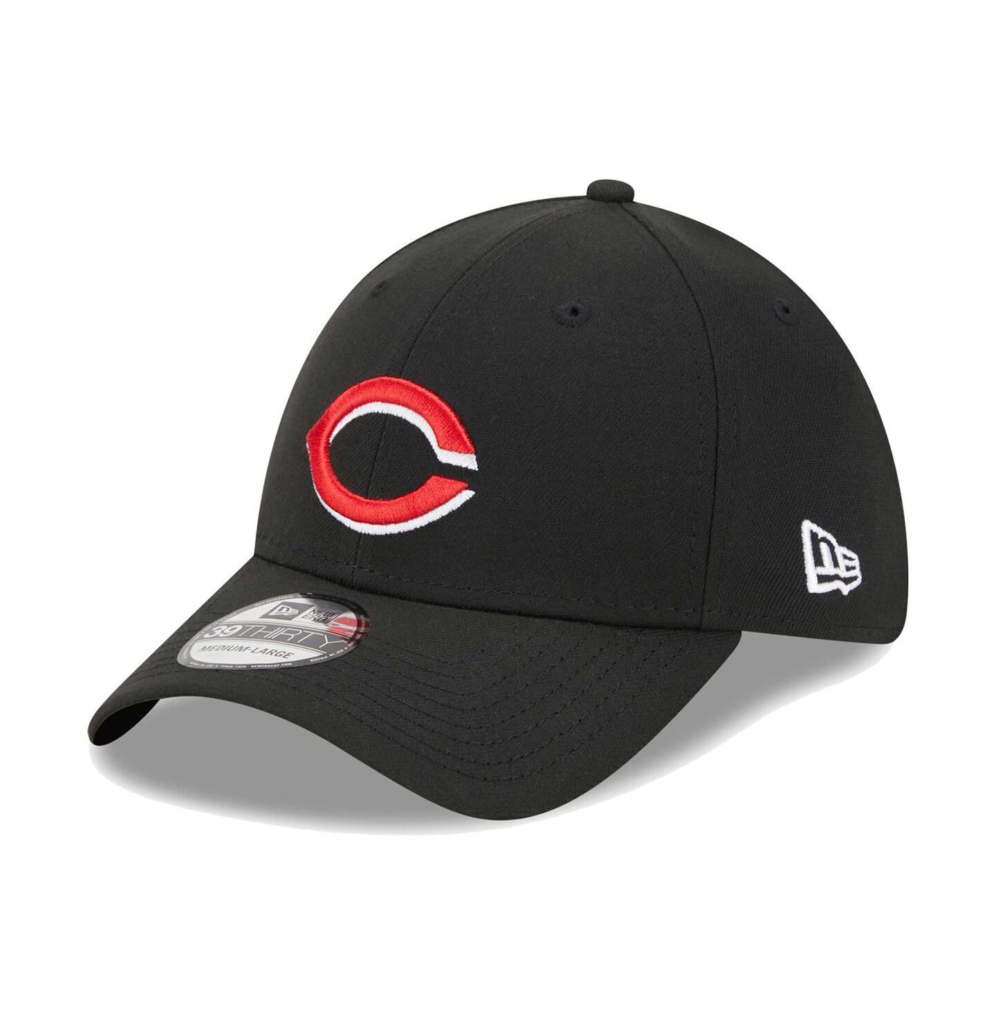 Мужская кепка New Era Black Cincinnati Reds Logo 39THIRTY Flex Hat — фото 1