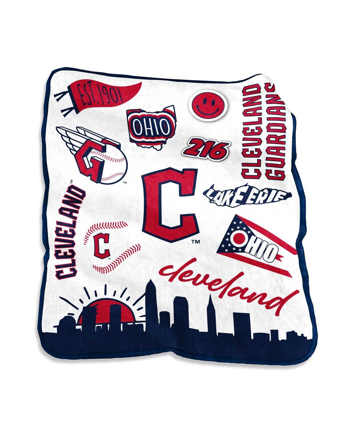 Logo Brands Cleveland Guardians 50'' X 60'' Native Raschel Plush Throw Blanket In Multi