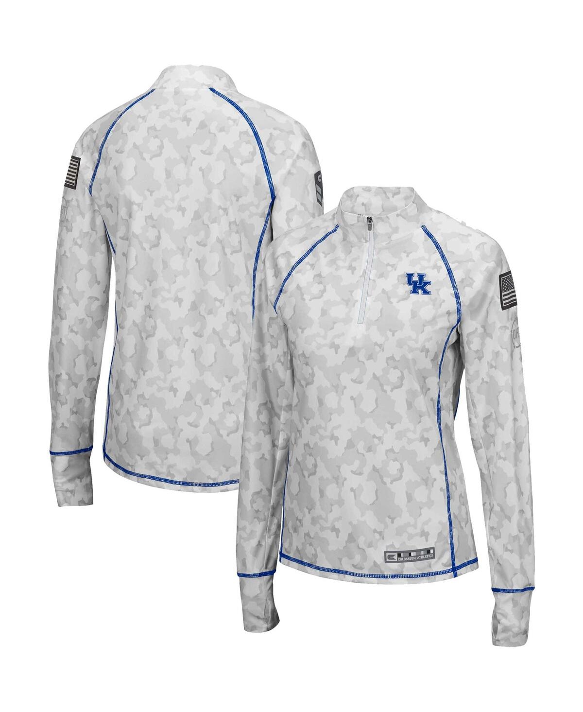 Women's Colosseum White Kentucky Wildcats Oht Military-Inspired Appreciation Officer Arctic Camo Fitted Lightweight 1/4-Zip Jacket - White